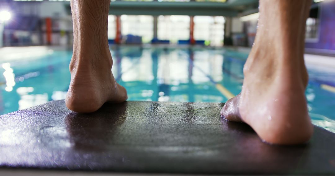 Athlete Ready to Dive into Indoor Swimming Pool - Free Images, Stock Photos and Pictures on Pikwizard.com