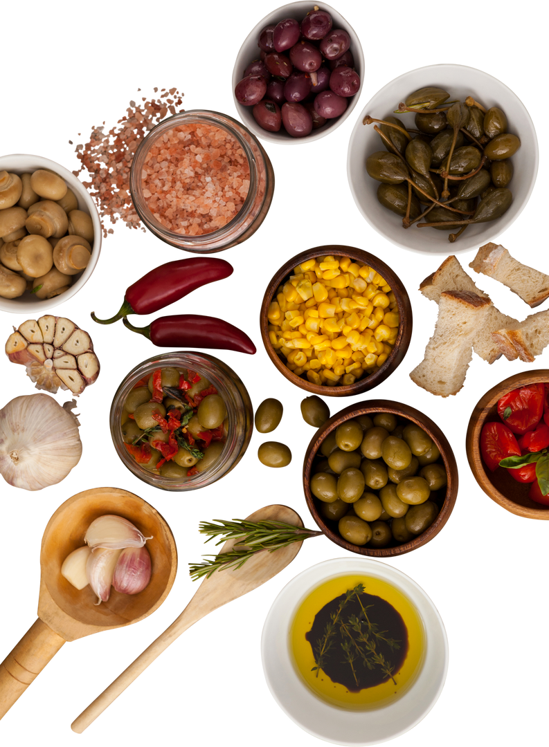 Assorted Mediterranean Ingredients with Spices on Transparent Background - Download Free Stock Images Pikwizard.com