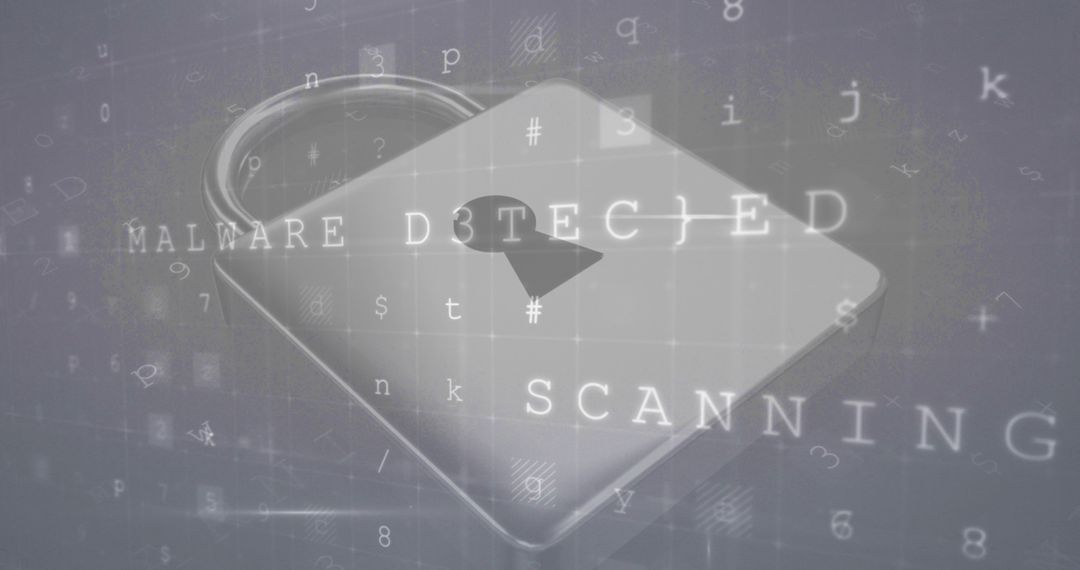 Cybersecurity Alert with Malware Detected and Scanning Icons