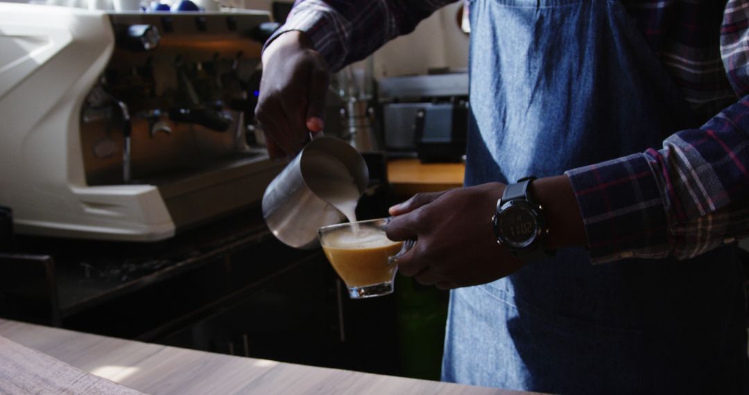 Barista Making Latte Art in Modern Coffee Shop - Free Images, Stock Photos and Pictures on Pikwizard.com