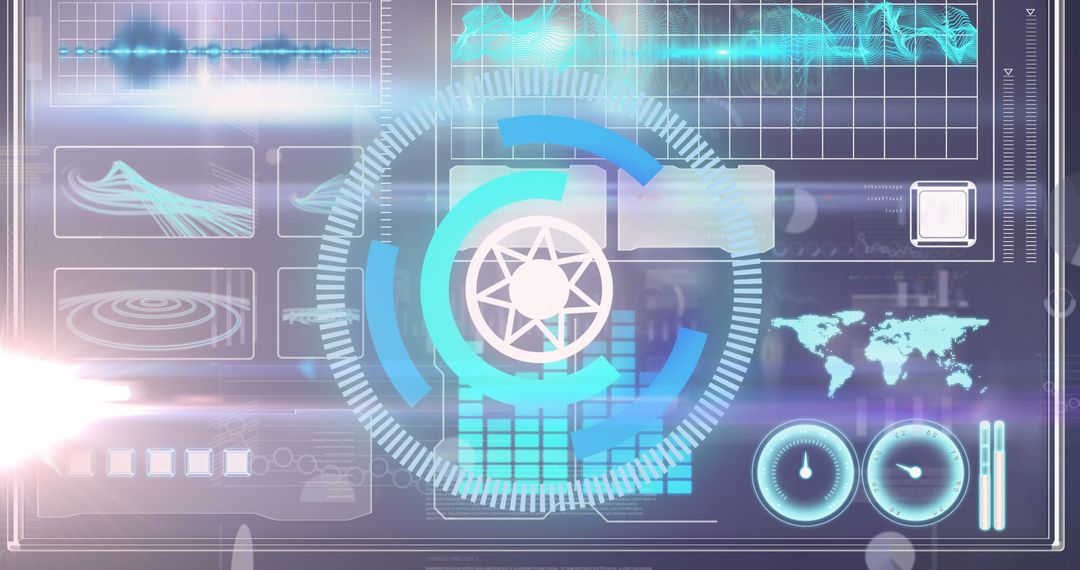Futuristic Digital Dashboard with Data and Interface Elements