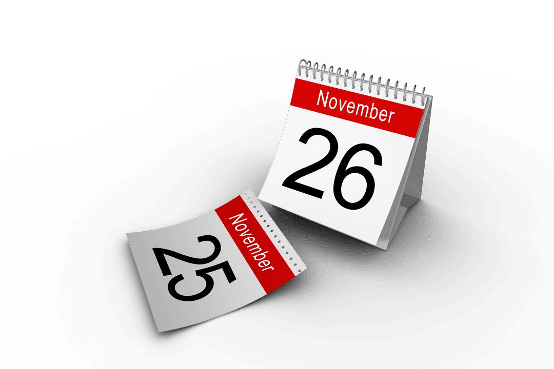 Transparent Desk Calendar Set to November 26