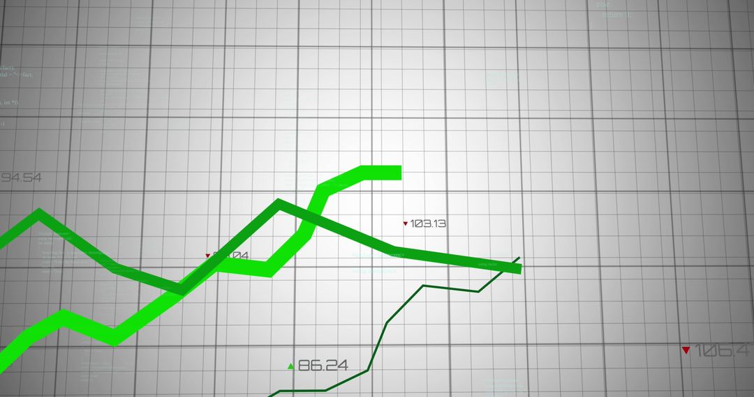 Dynamic green line graph on data grid background