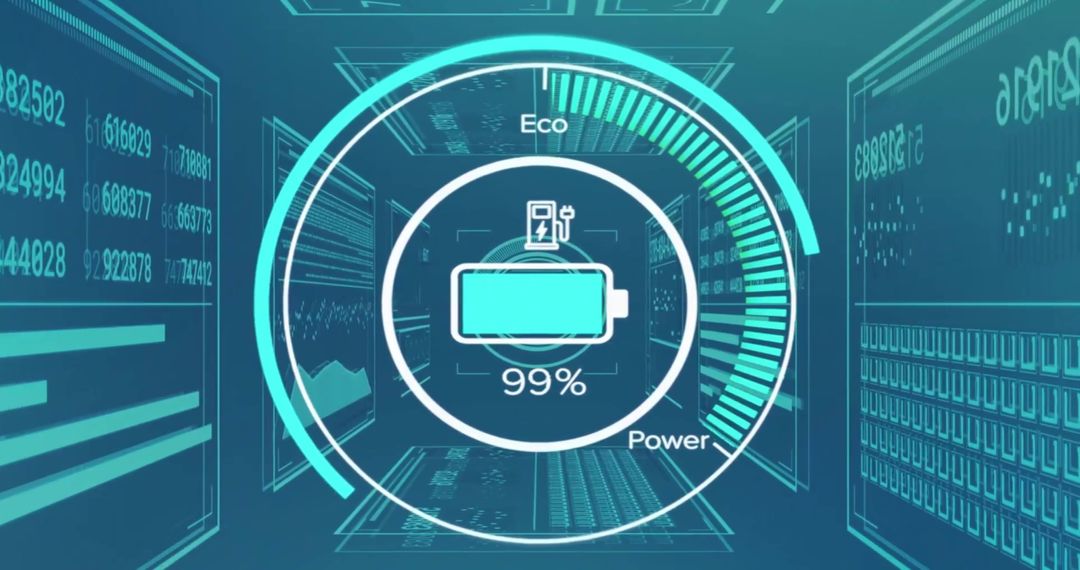 Digital Battery Indicator in Futuristic Holographic Design