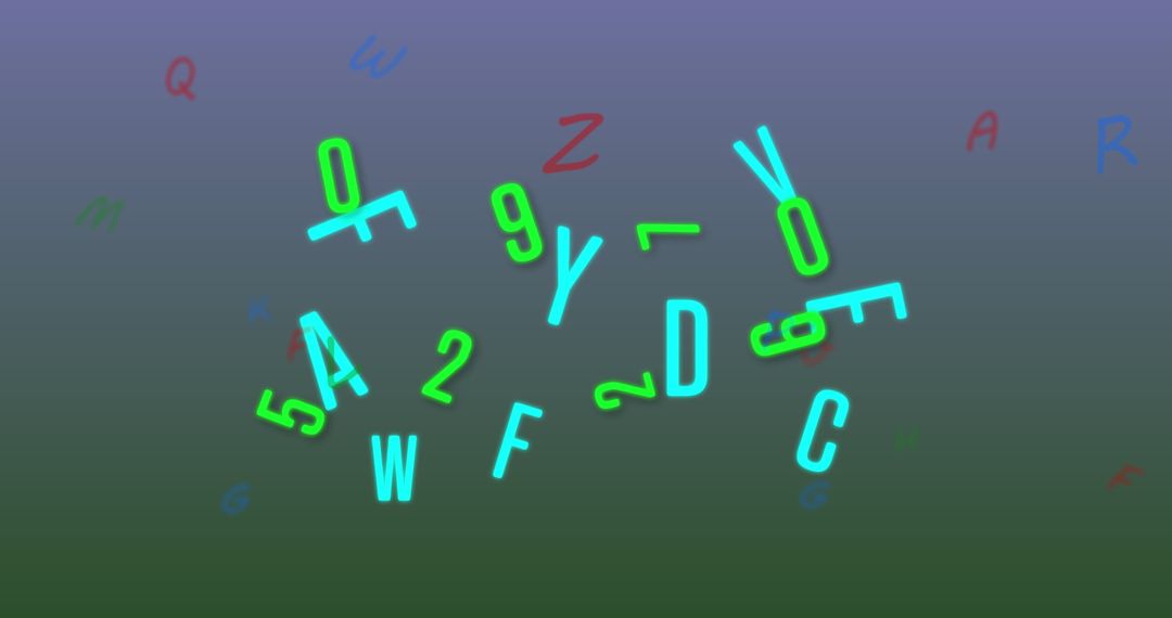 Colorful Letters and Numbers on Gradient Background in Motion