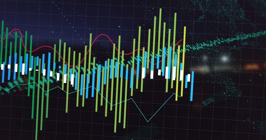 Digital Financial Data Processing Display with Global Trends
