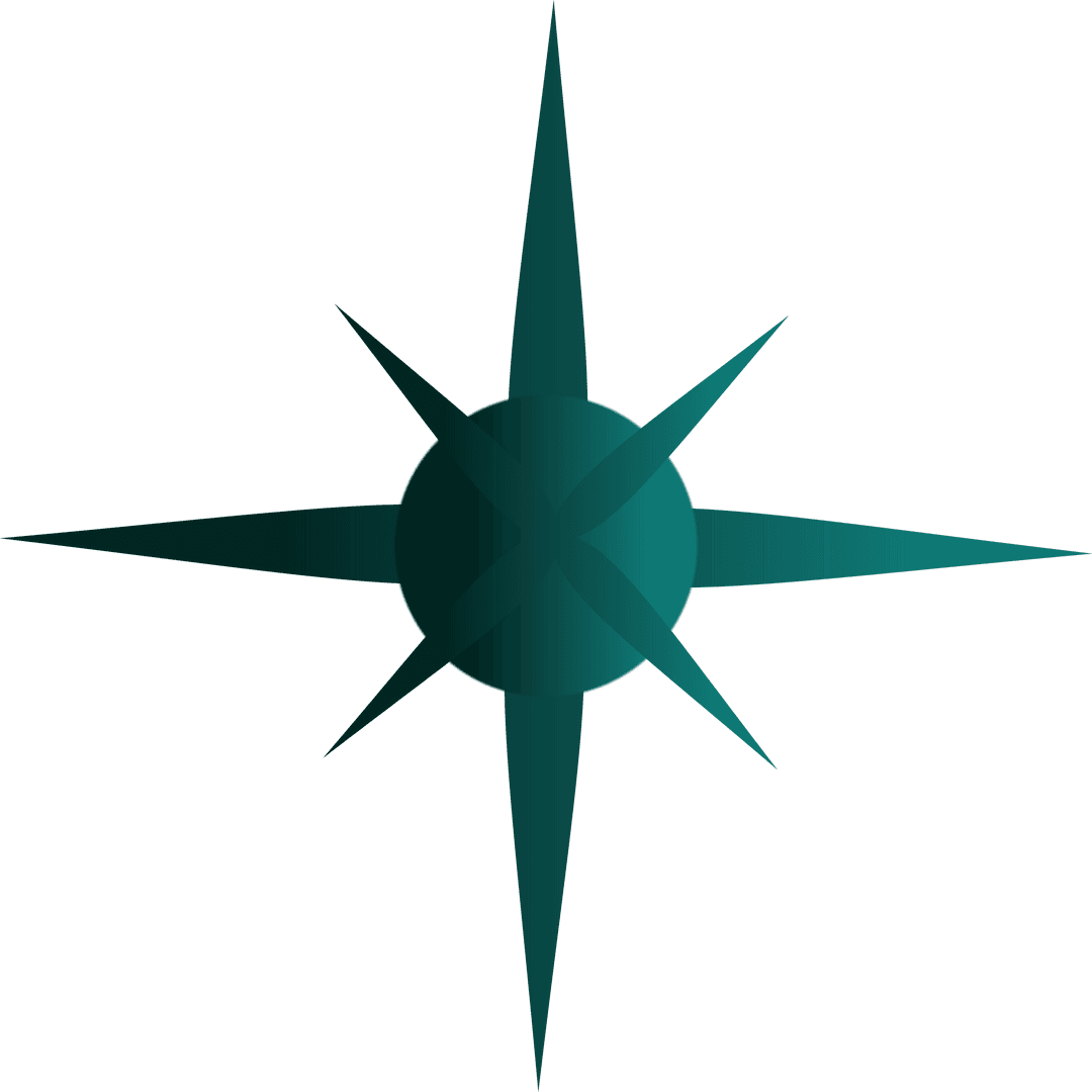 Gradient Teal Eight-Pointed Star on Transparent Background