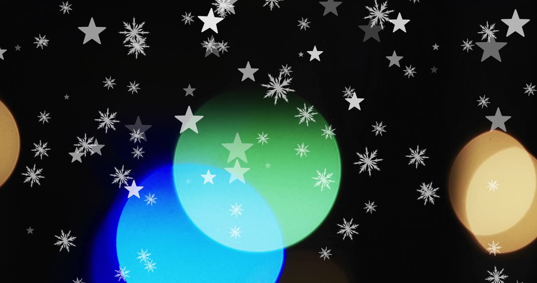 Glowing Festive Lights and Snowflakes Abstract Background