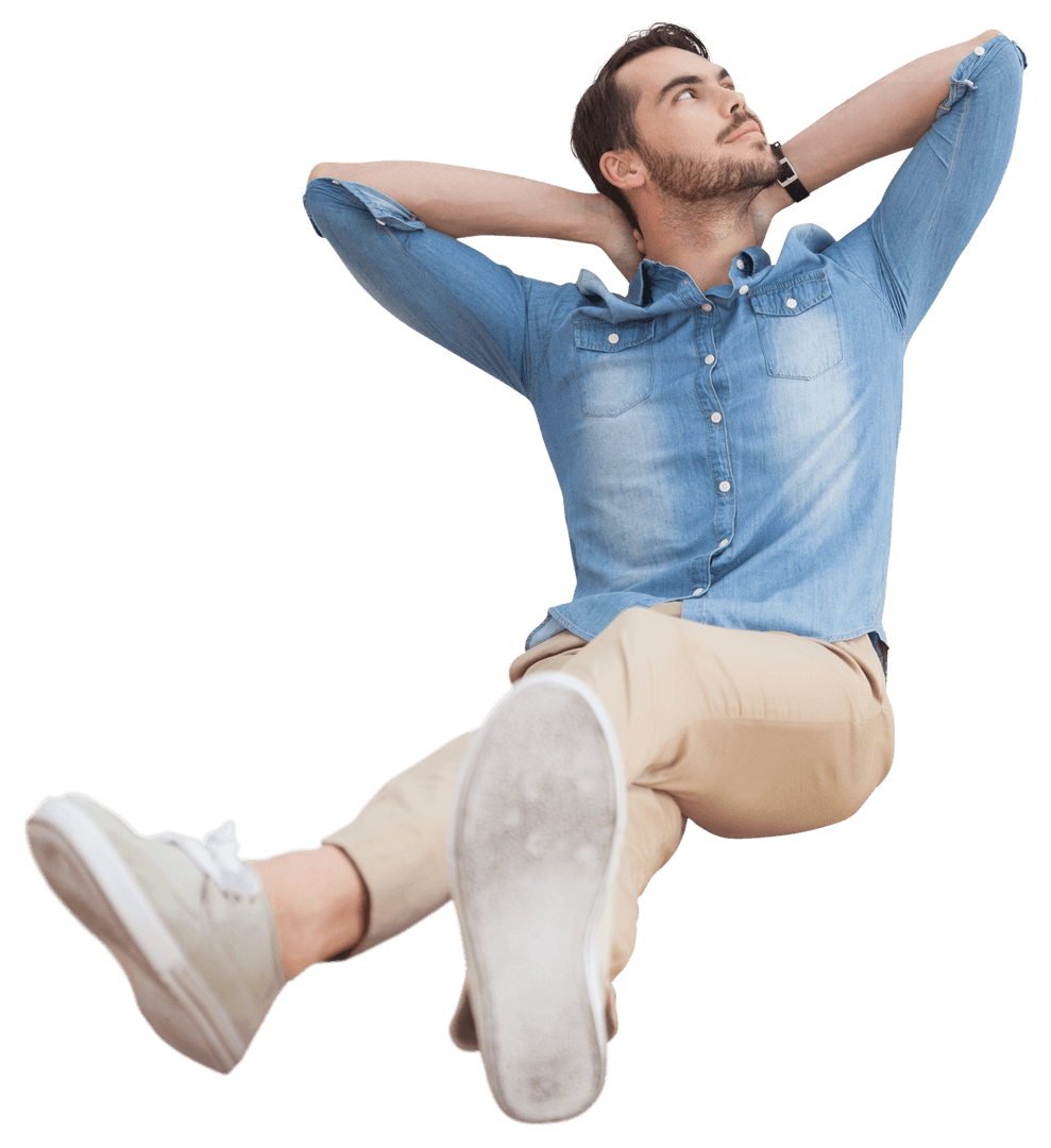 Transparent Confident Man Relaxing in Casual Style