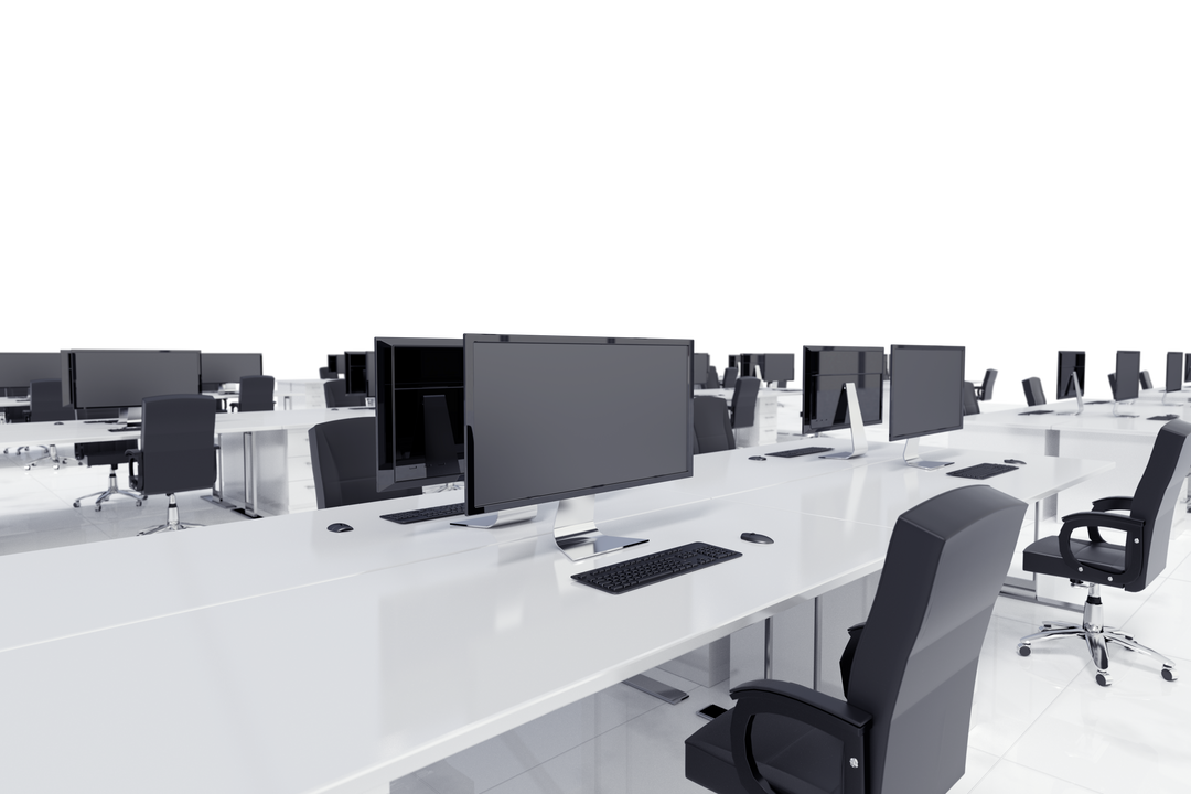 Transparent Background Modern Open Office Space with Computers and Desks - Download Free Stock Images Pikwizard.com