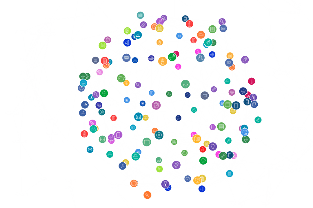 Transparent Technology Network Design with Multicolored Icons
