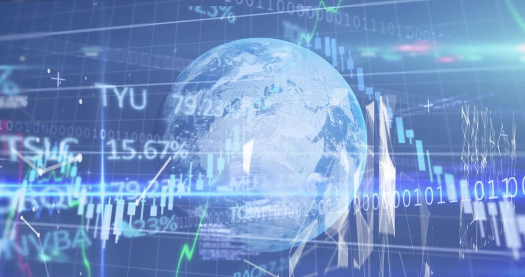 Digital Globe with Data Overlay and Holographic Effects