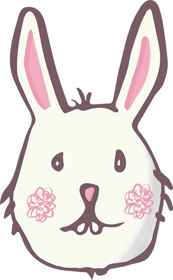 Cartoon Rabbit Head Illustration on Transparent Background
