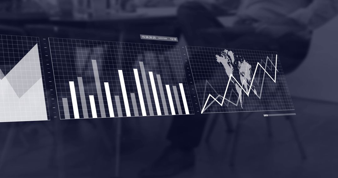 Businessman Viewing Financial Data with Global Graph Analytics Overlay