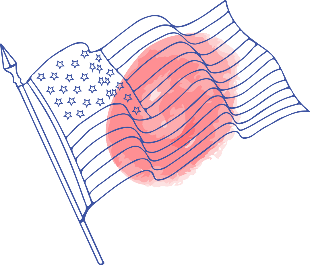 Transparent Abstract Patriotic Flag Illustration with Pink Accent
