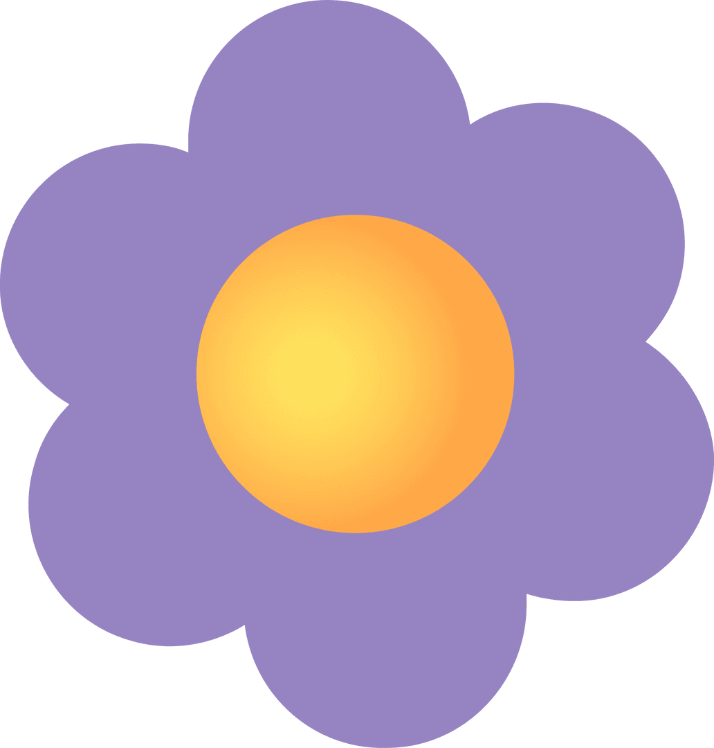 Purple Flat Flower Icon on Transparent Background Minimalistic Design