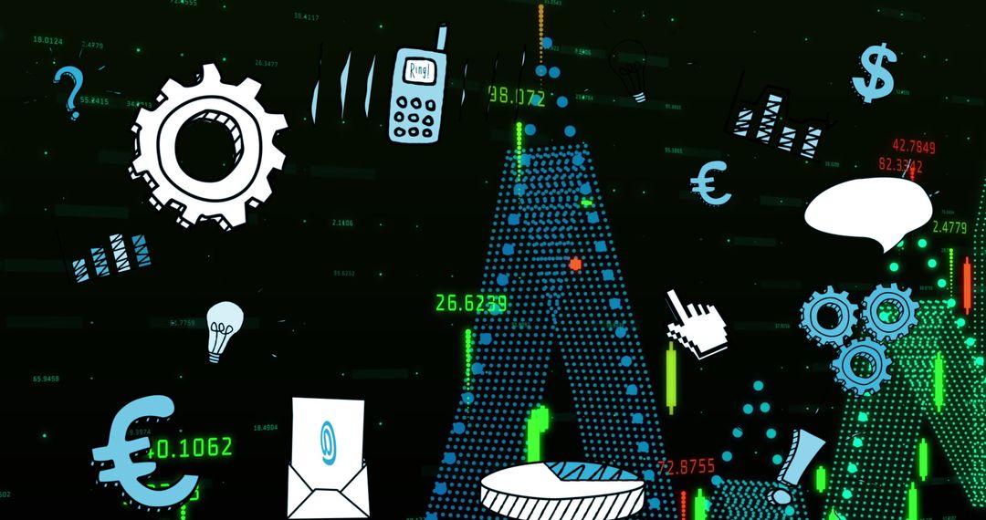 Digital Interface with Technology and Finance Icons