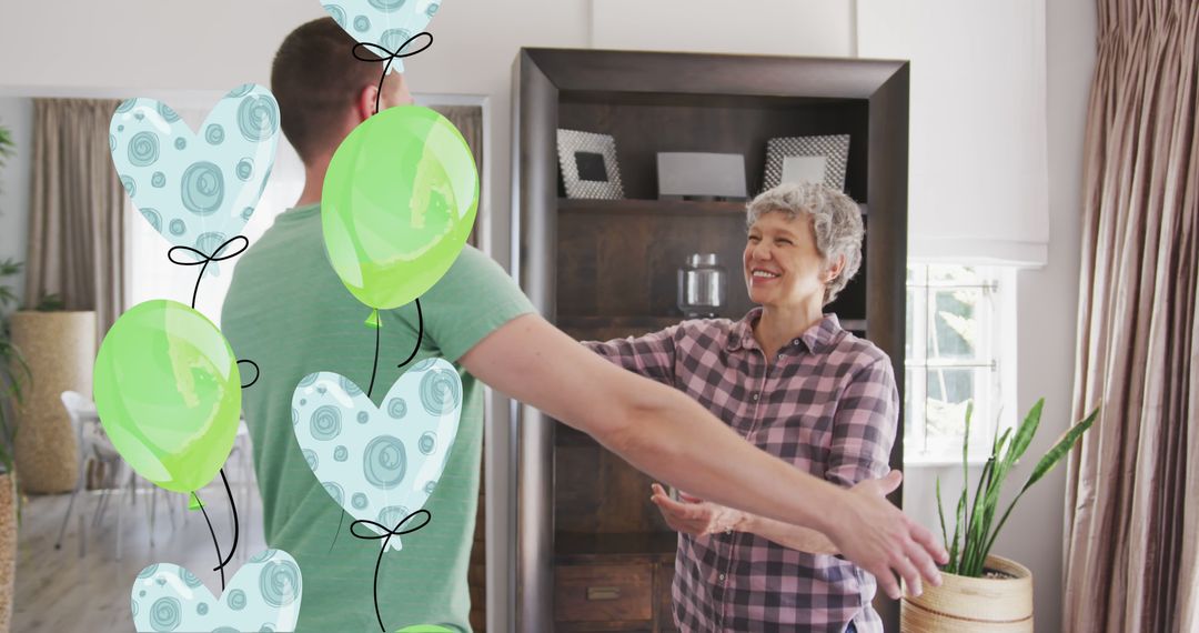 Joyful Reunion Between Mother and Son at Home