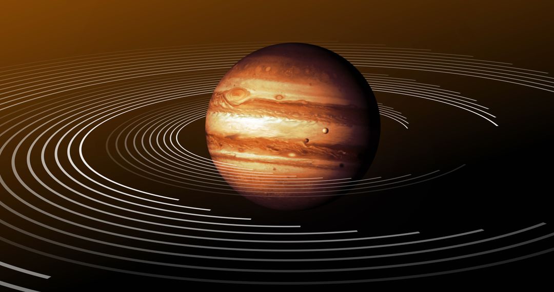 Digitally Generated Brown Planet with Dynamic Orbit Lines