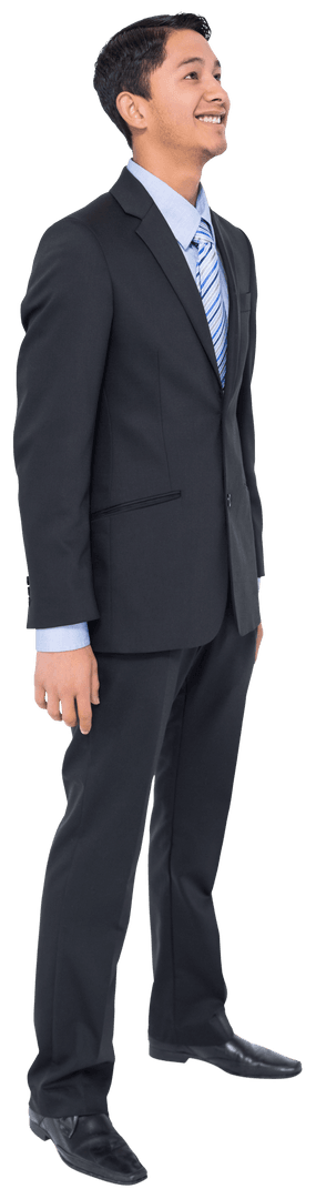 Happy Biracial Businessman in Formal Outfit on Transparent Background