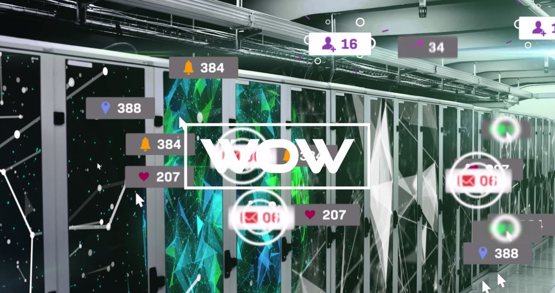 Digital Networks in Futuristic Server Room