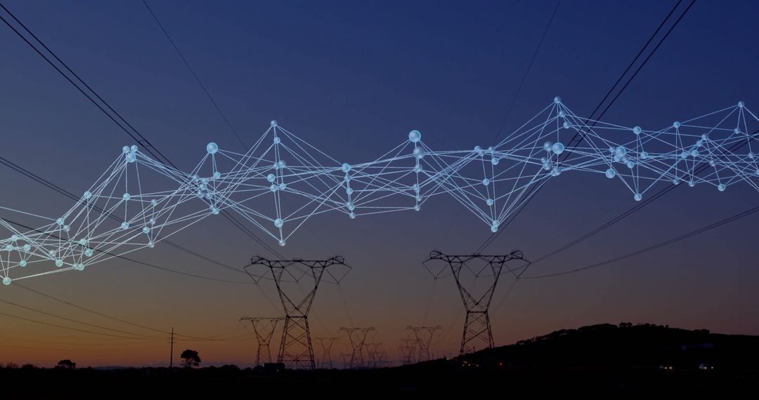 Digital Network and Power Lines at Dusk Innovate Energy Networking