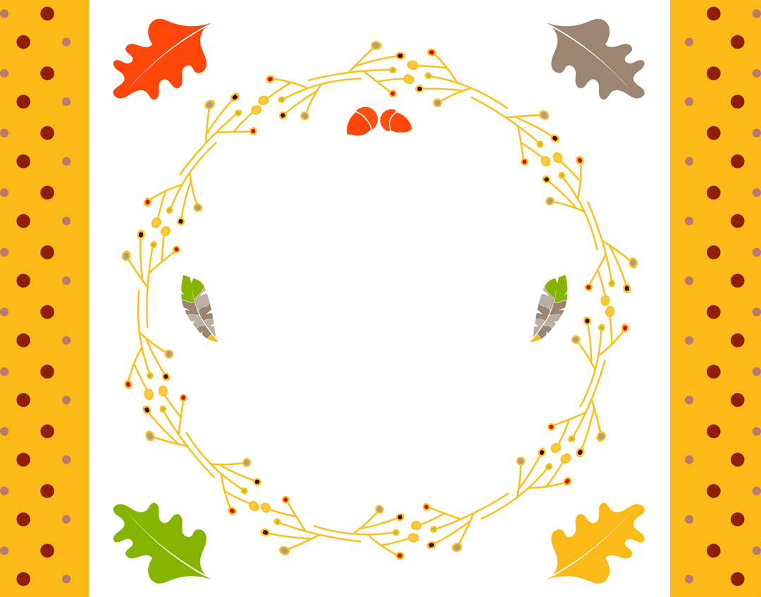 Transparent Frame with Autumn Leaves and Acorns