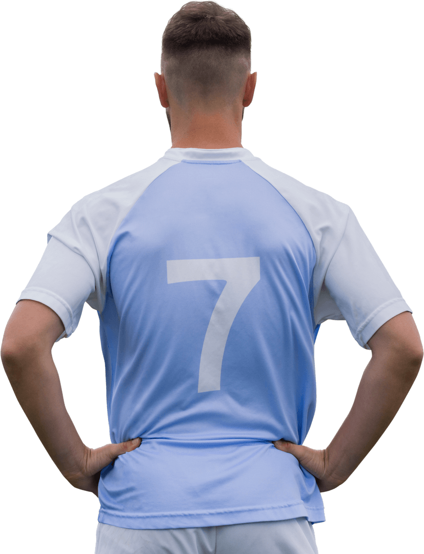 Transparent Back View of Soccer Player Wearing Number 7 Jersey