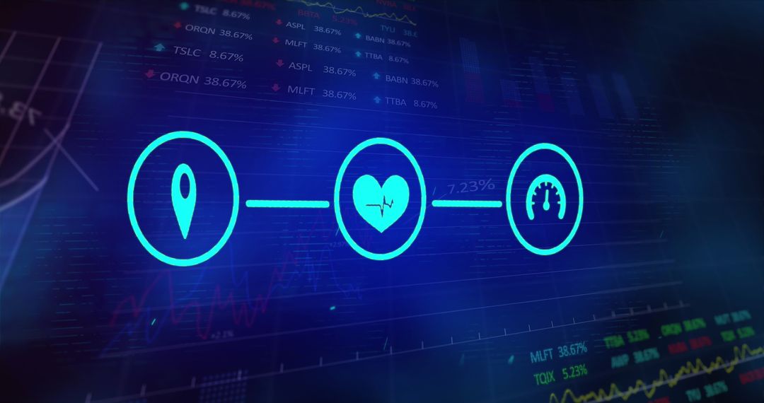 Digital Interface with Icons and Financial Data Visualization