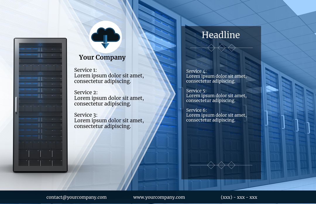 Cloud Services Brochure Template with Modern Server Room Design - Download Free Stock Images Pikwizard.com