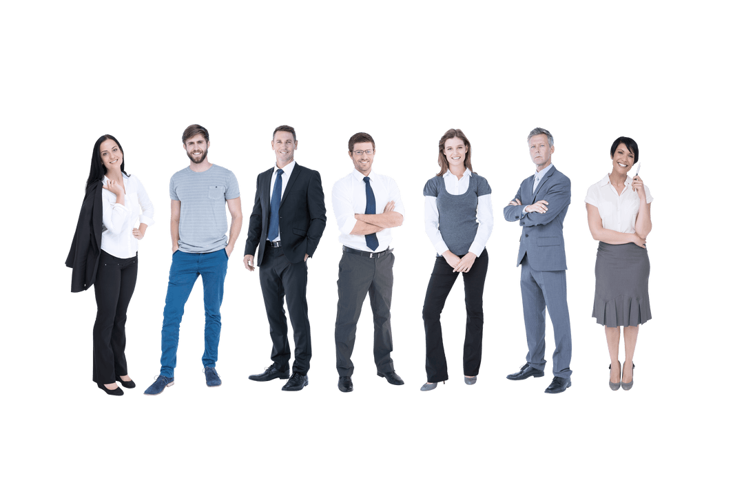 Transparent Smiling Diverse Business Team in Formal Attire