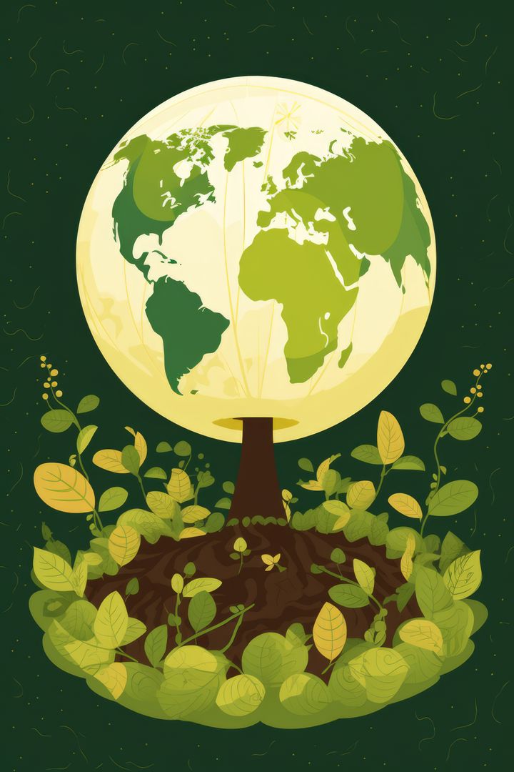 Environmental Concept Illustrating Earth as a Tree with Green Leaves - Free Images, Stock Photos and Pictures on Pikwizard.com