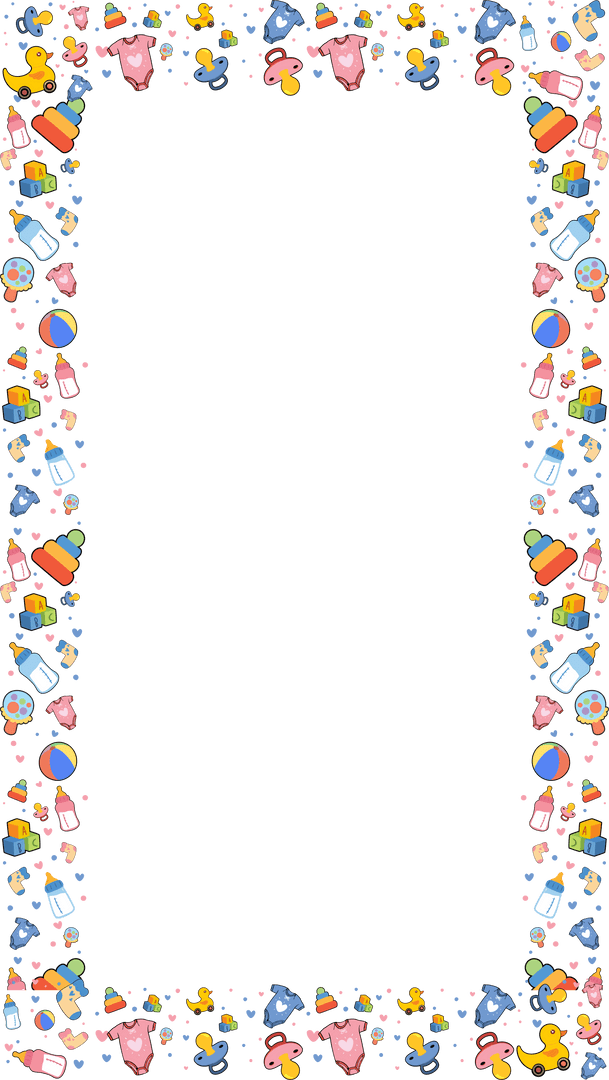 Colorful Baby Care Icons Creating Transparent Frame with Fun Elements