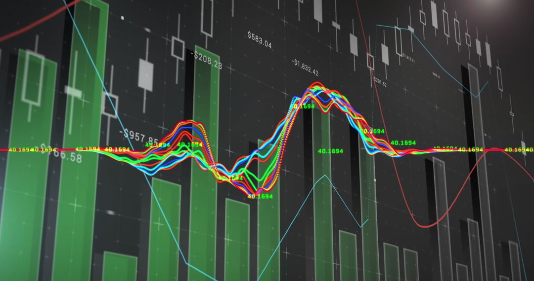 Dynamic Financial Data Graph with Colorful Waves