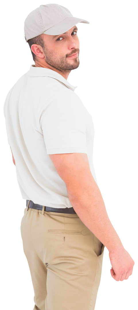 Confident Delivery Man in Uniform Being Transparent Background