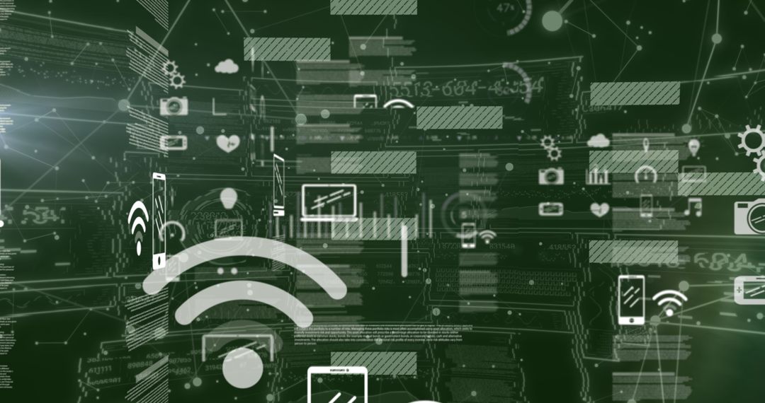 digital interface of data streams and technology icons on dark background - Free Images, Stock Photos and Pictures on Pikwizard.com