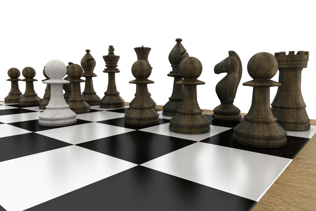 Transparent black chess pieces and white pawn on chessboard - Download Free Stock Images Pikwizard.com