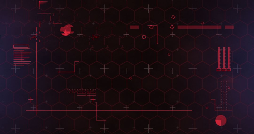 Futuristic Digital Interface with Red Network Grid