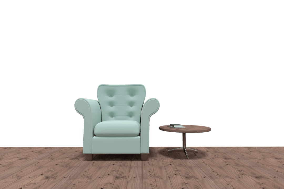 Elegant Armchair with Table on Transparent Background