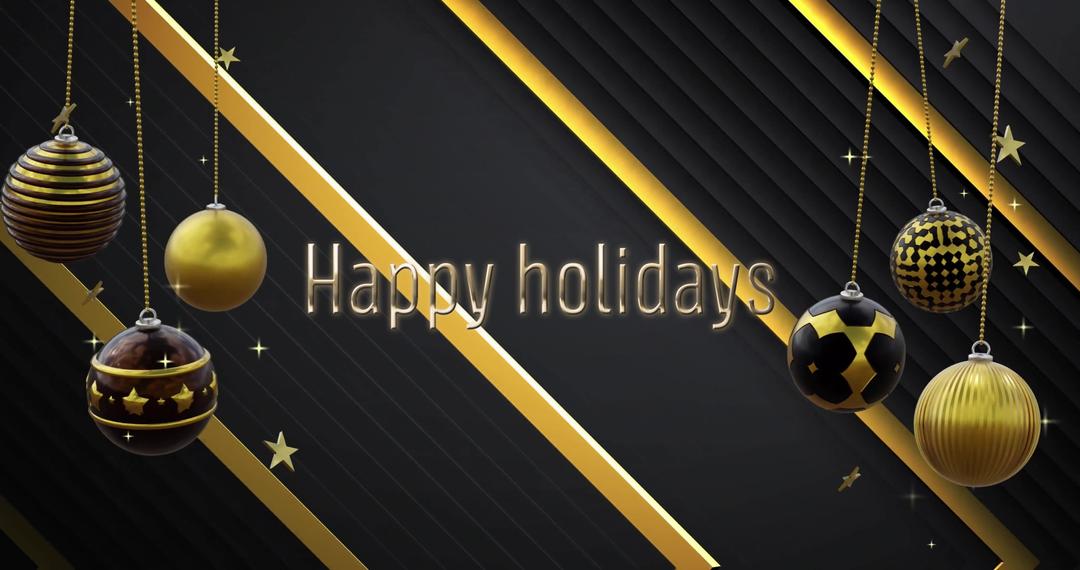 Elegant Holiday Greeting with Gold and Black Baubles - Free Images, Stock Photos and Pictures on Pikwizard.com