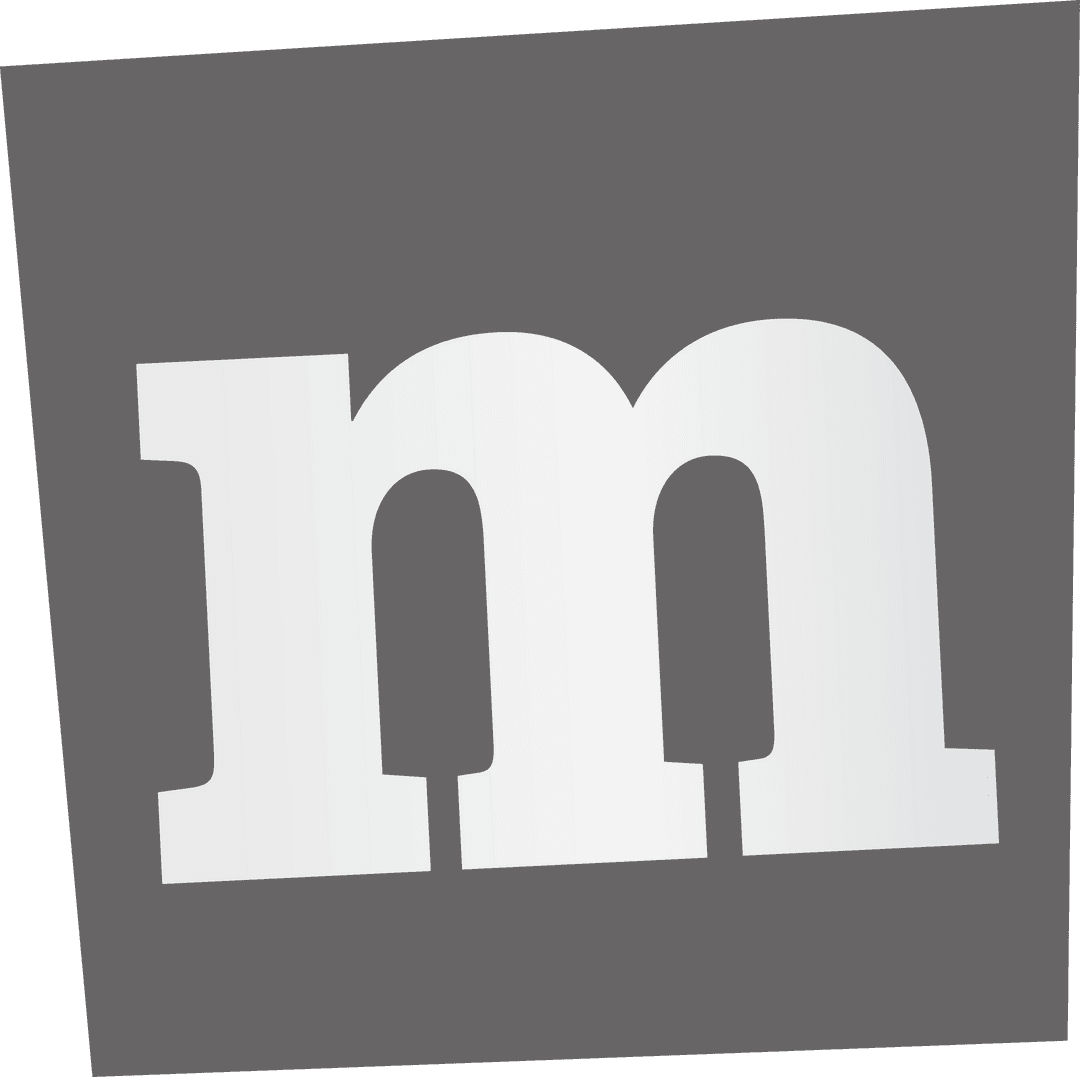 Minimalistic Monochrome White Letter M on Transparent Background