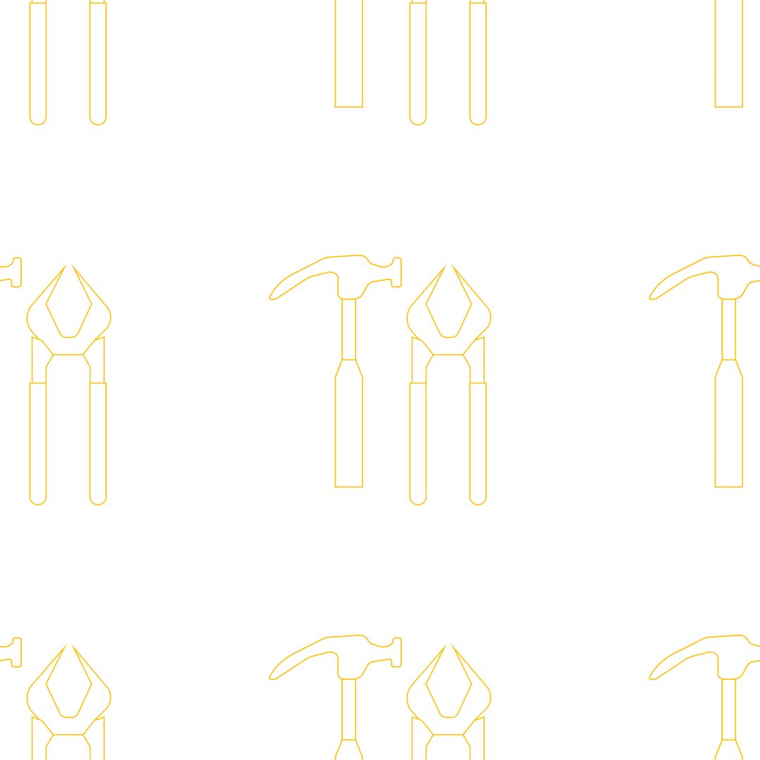 Yellow Tool Icons Pattern on Transparent Background