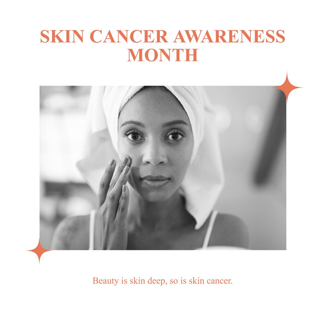 Skin Cancer Awareness Month Campaign: Woman Applying Face Cream - Download Free Stock Templates Pikwizard.com