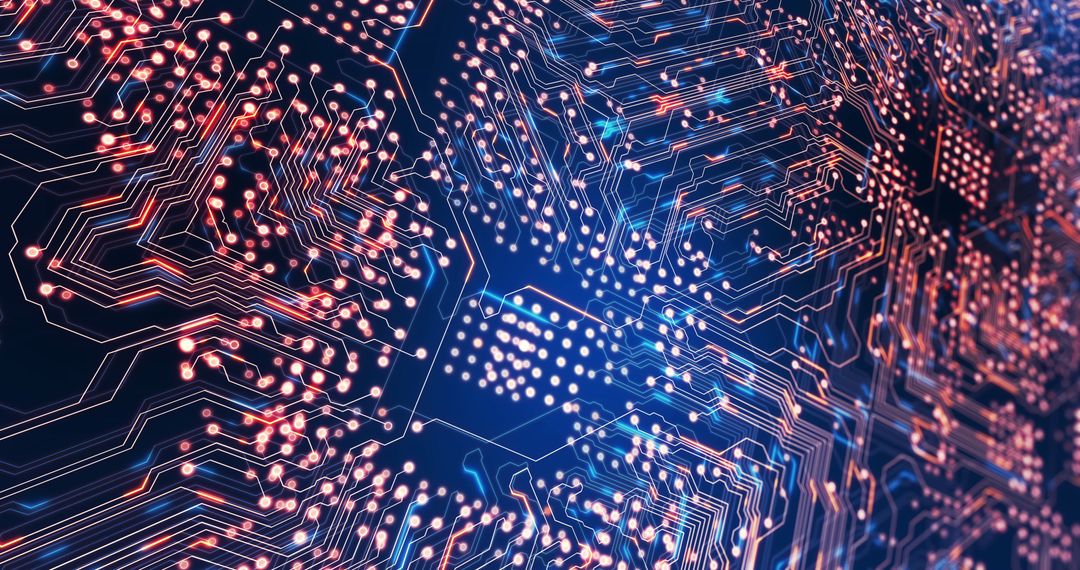 Futuristic Digital Circuit Board Interface Blue Background