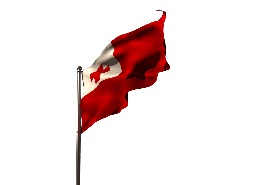 Tonga Flag Waving Translucently Against Clear Background