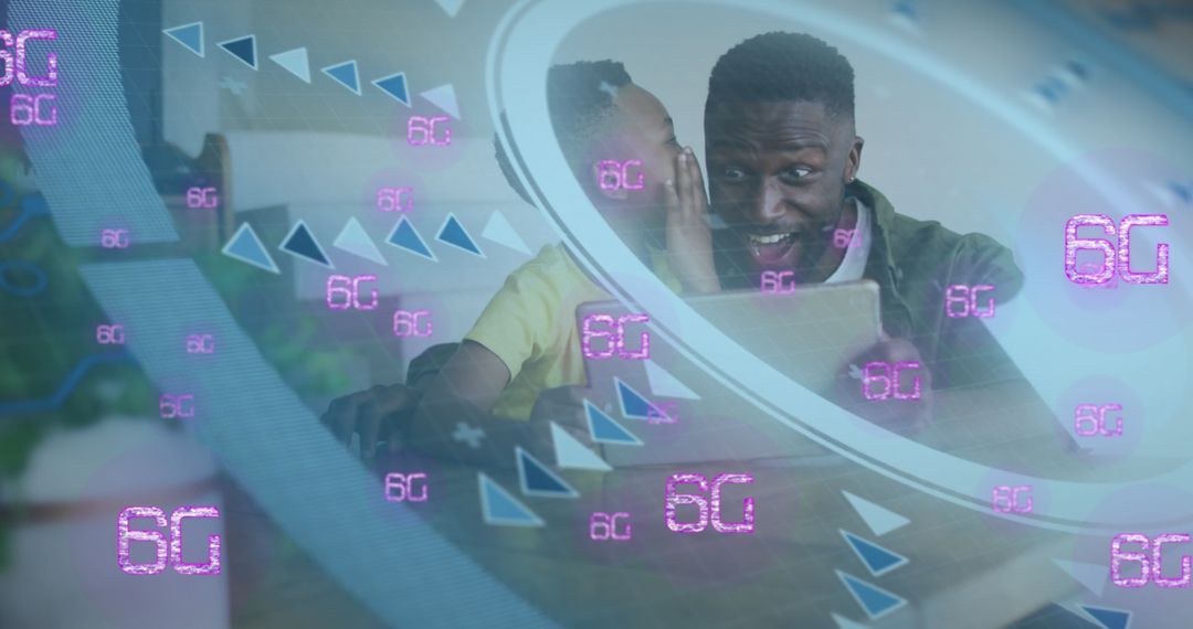 Father and Son Engaging with Futuristic Technology