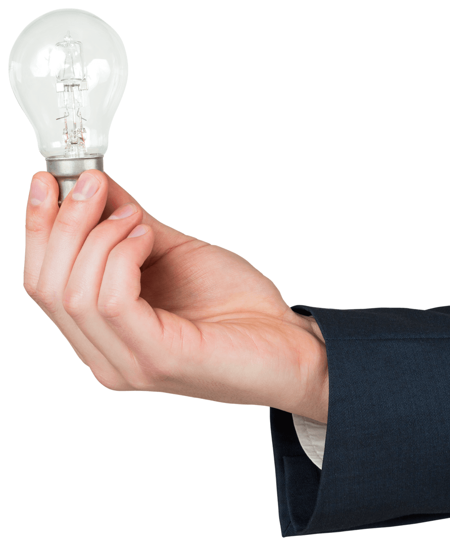 Business Hand Holding Transparent Light Bulb for Creativity Concepts