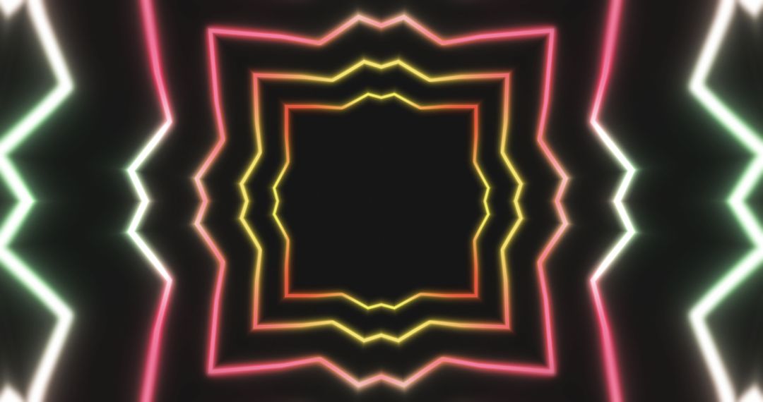 Vibrant Neon Patterns on Black Background