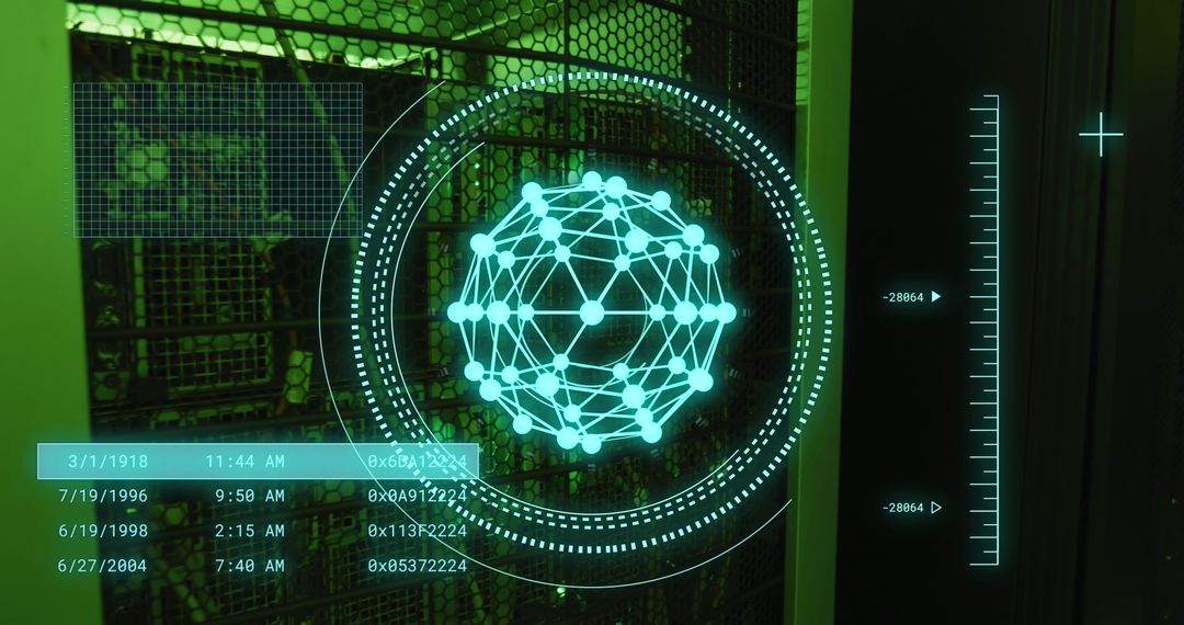 Digital Interface Abstract Screen in Server Room Data Concept