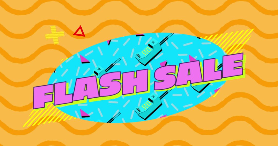 Bright Retro Flash Sale Poster with Dynamic Text and Shapes